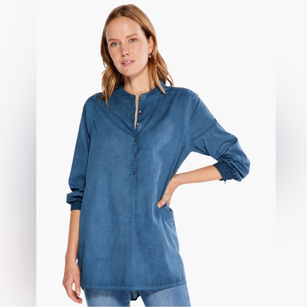 BNWT NIC+ZOE The Garden Tunic Shirt with Mandarin Collar